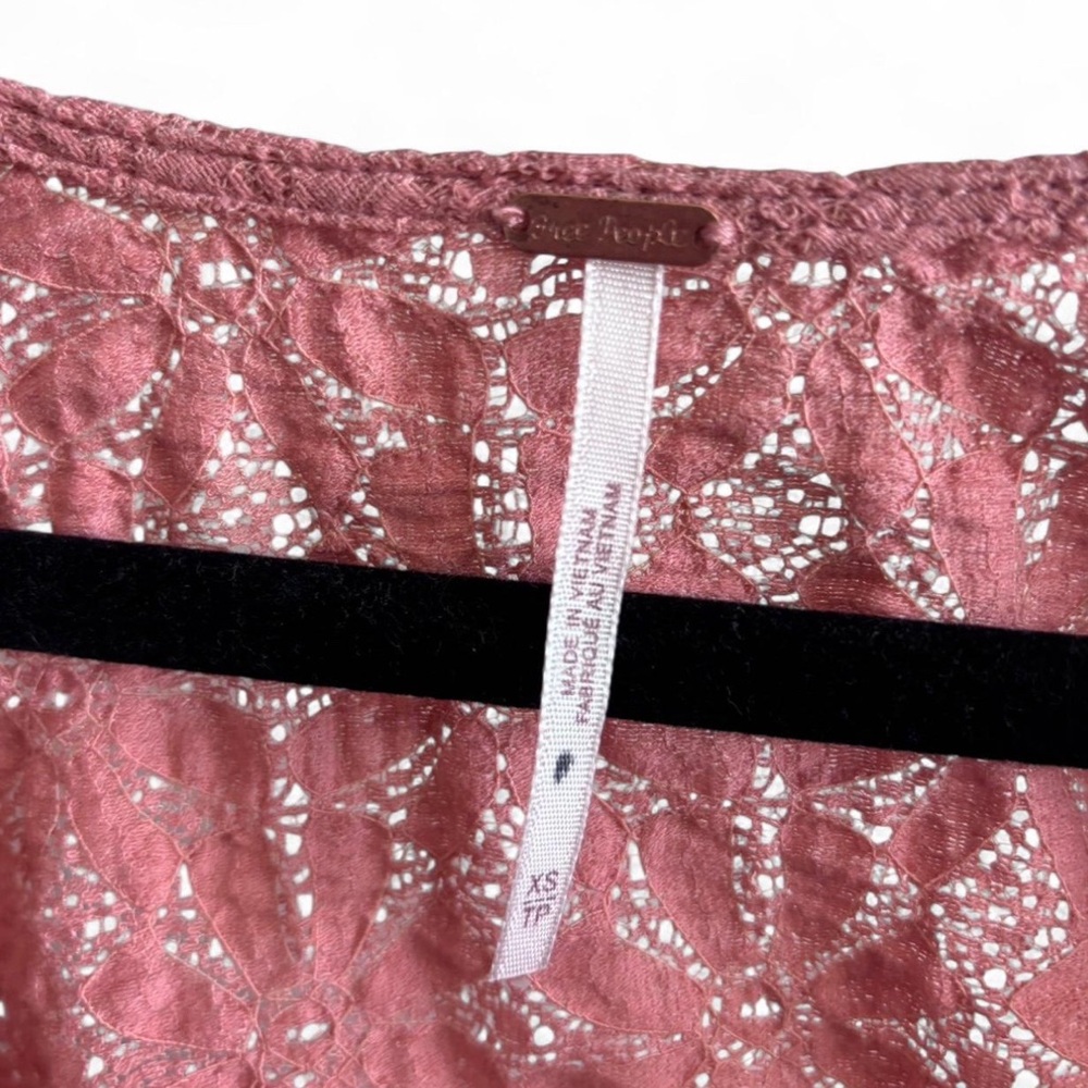 Free People Pink Bell Sleeve Crop Blouse - Picture 5 of 5